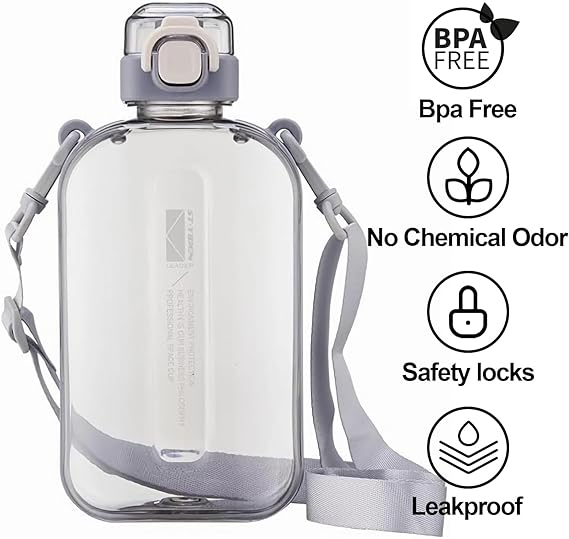 25 oz Flat Water Bottle Travel Flask Portable BPA Free Square Water Bottle Leakproof Slim Water Bottles