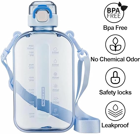 25 oz Flat Water Bottle Travel Flask Portable BPA Free Square Water Bottle Leakproof Slim Water Bottles