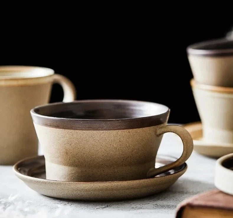 Retro Pottery Coffee Cup Set