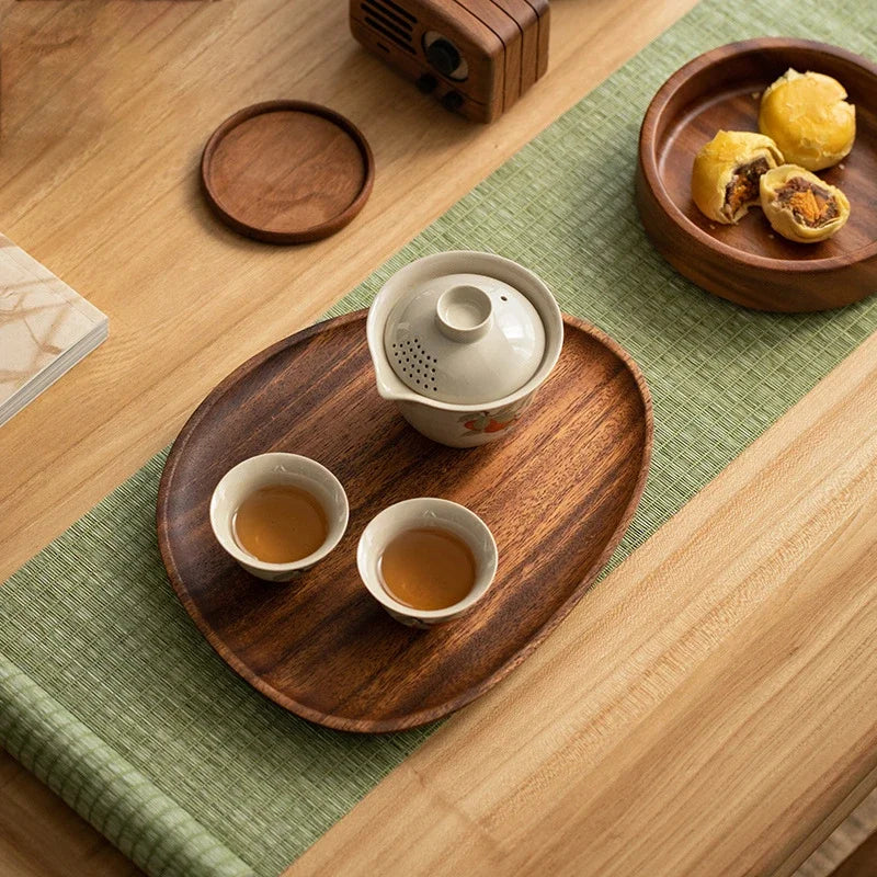 Whole Wood Irregular Oval Solid Wood Pan Plate