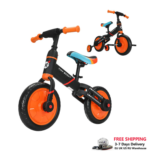 UBRAVOO Tiny Scout Balance Bike 3-5 Years old , 4-in-1 with Optional Support Wheels and Pedals, Saddle Height Adjustable