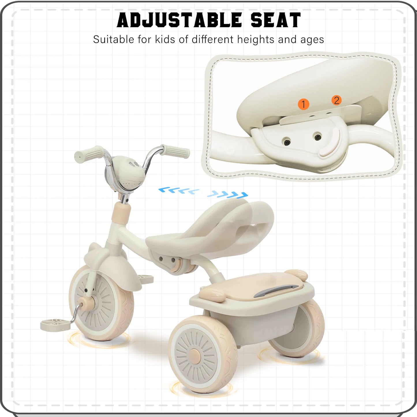 UBRAVOO Baby Foldable Tricycle Trike with Pedals, 1-5 Years old