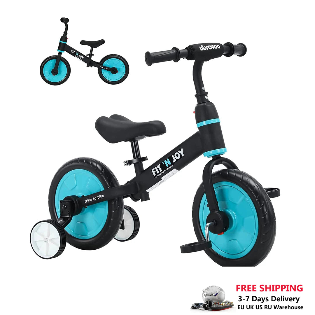 Ubravoo Fit 'n Joy Toddler Balance Bike,4-in-1 Starter Kids Training Bicycle ,Rear Single Rod,