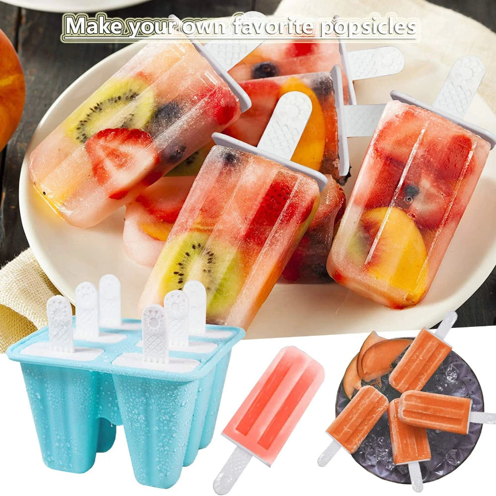 4/ 6 Silicone Popsicle Mold with Handle