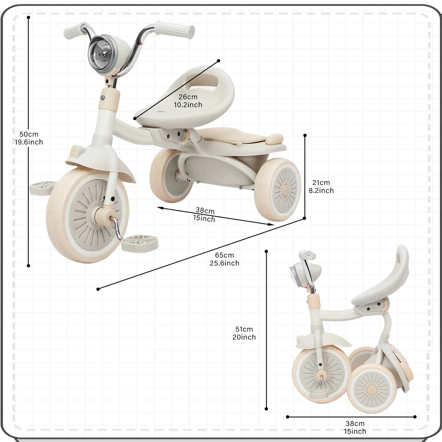 UBRAVOO Baby Foldable Tricycle Trike with Pedals, 1-5 Years old