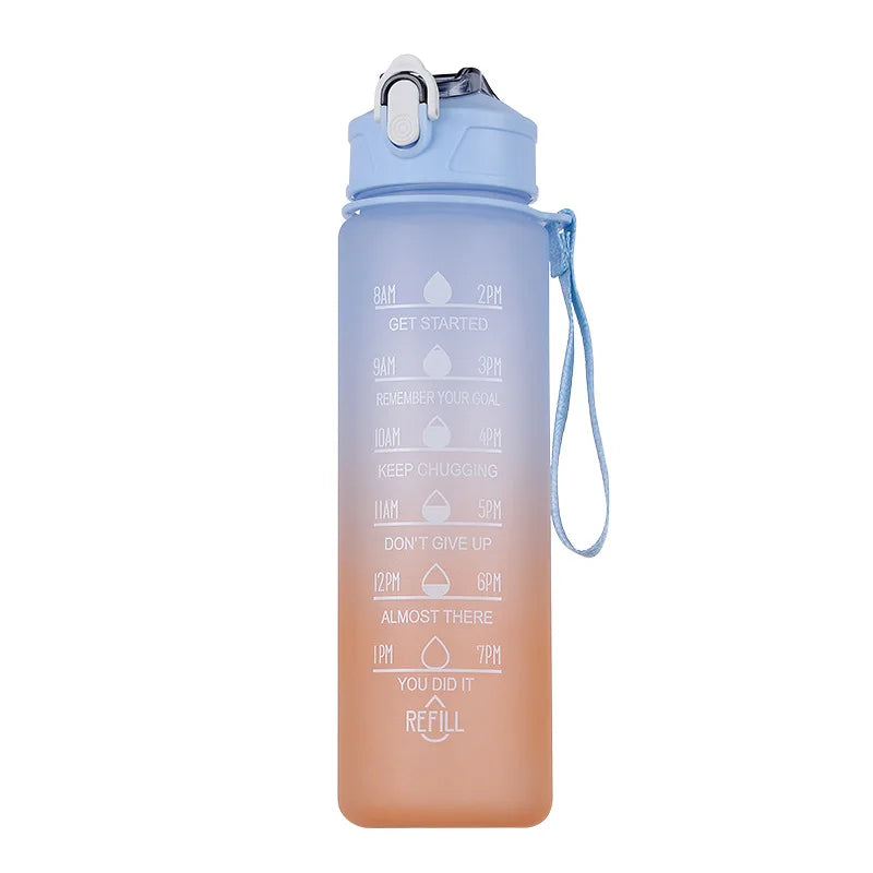 30oz Leakproof Motivational Sports Water Bottle with Straw & Time Marker, Flip Top Durable BPA Free Non-Toxic Frosted Bottle Perfect for Office, School, Gym and Workout