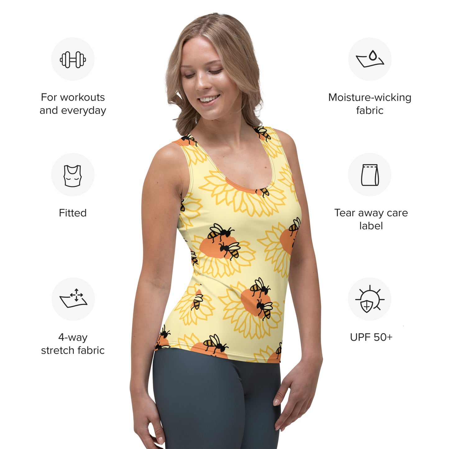 Bee and Sunflower Women's Tank Top