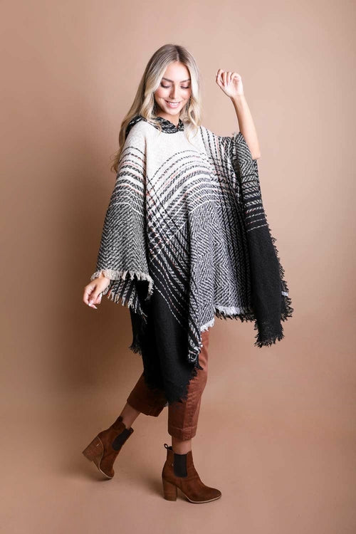 Herringbone Hooded Poncho