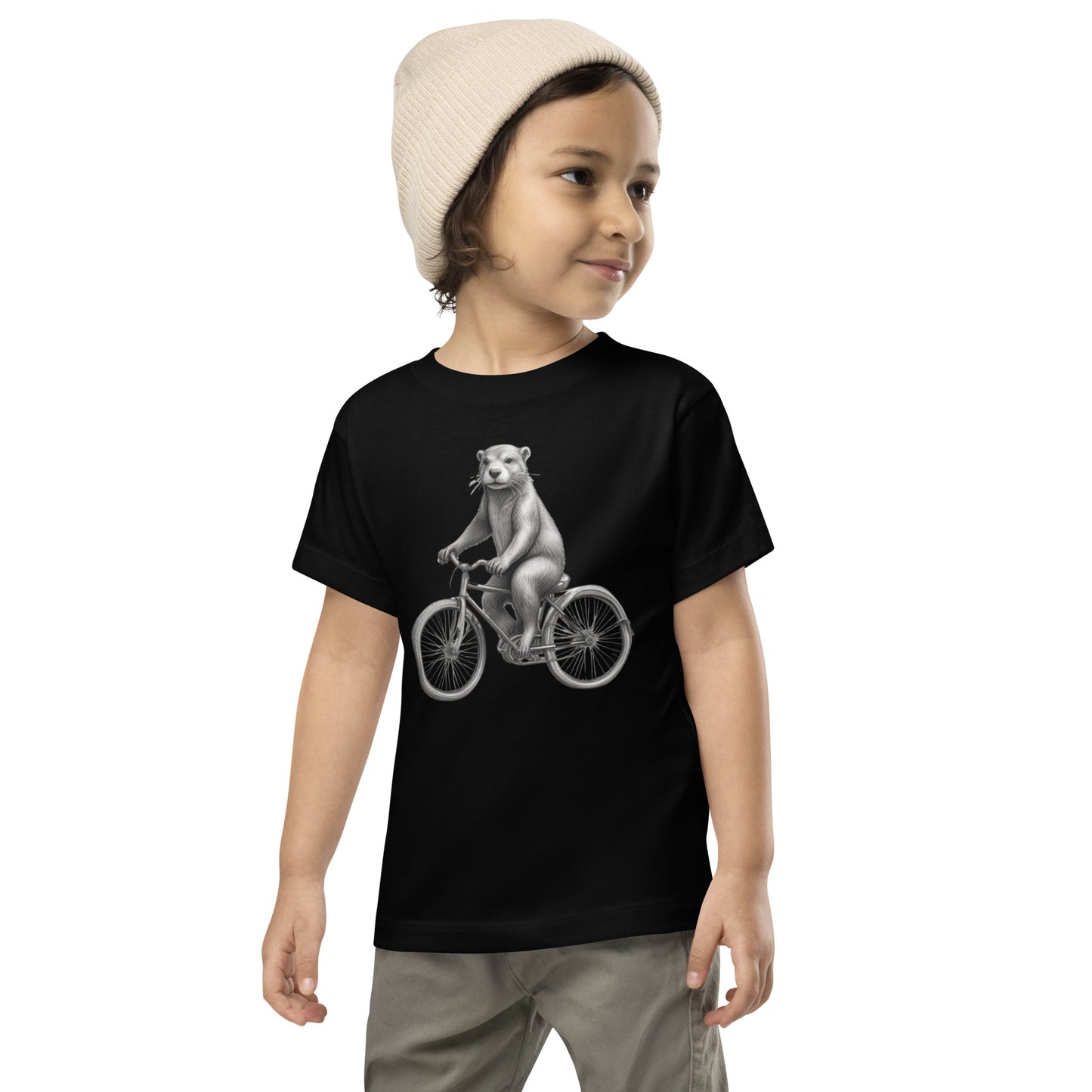 Otter on a Bicycle Toddler Short Sleeve Tee