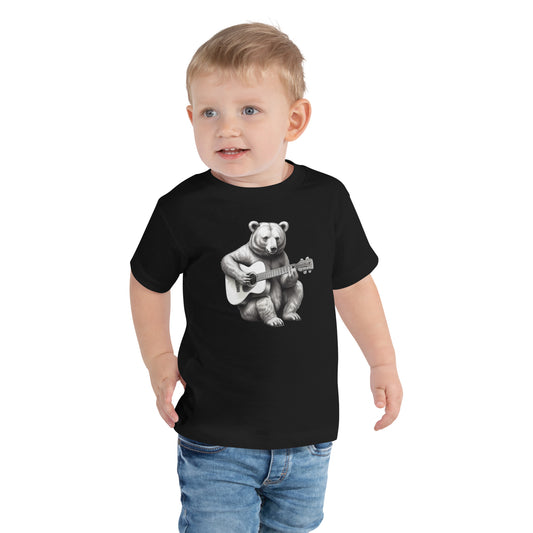 Bear playing the Guitar Toddler Short Sleeve Tee