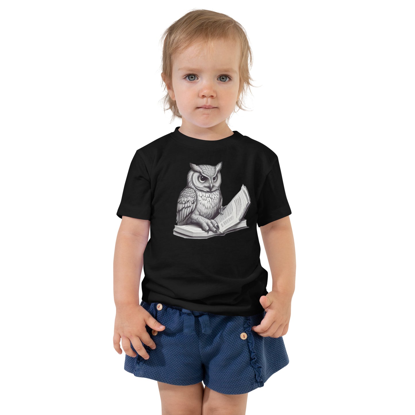 Owl Reading a Book Toddler Short Sleeve Tee