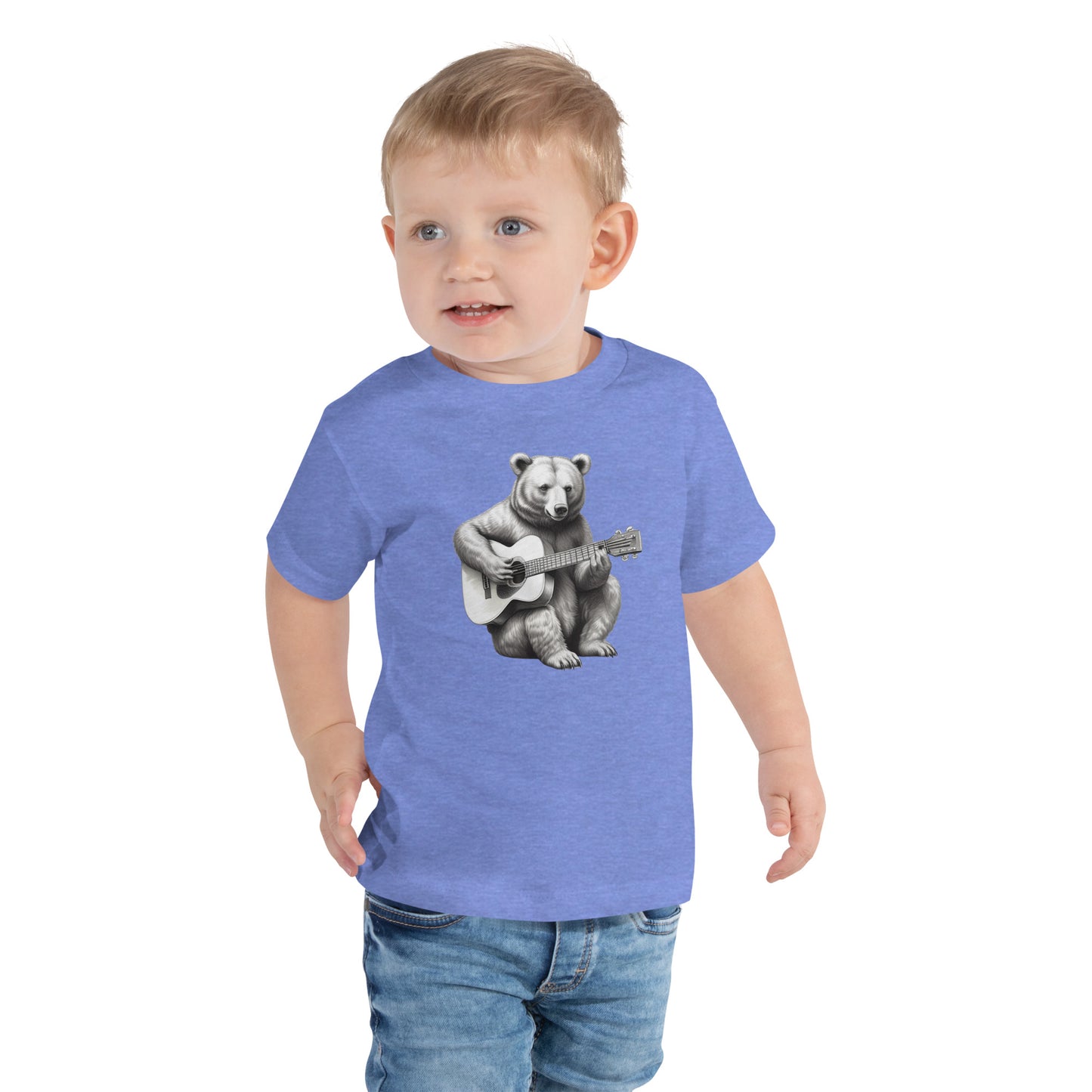 Bear playing the Guitar Toddler Short Sleeve Tee