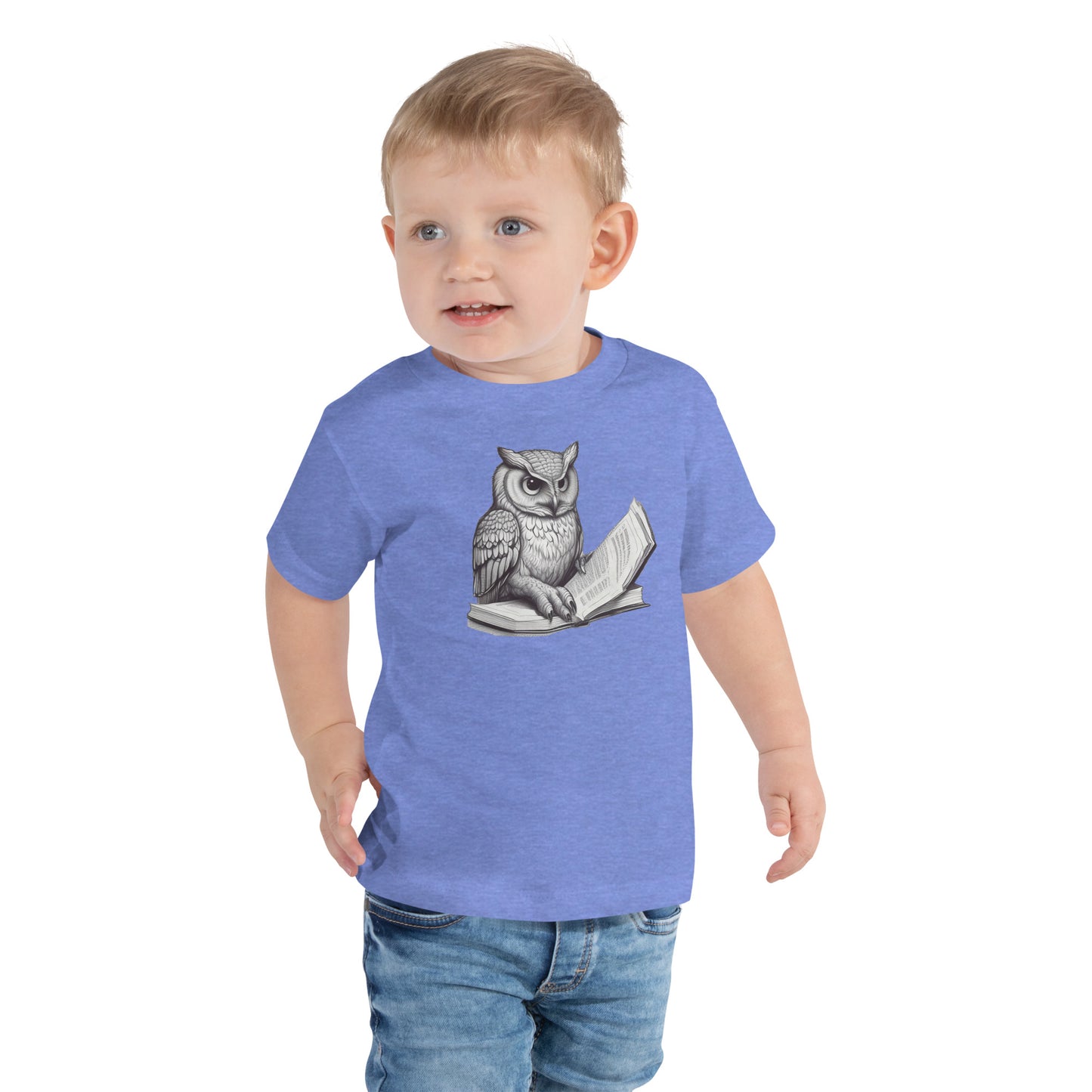 Owl Reading a Book Toddler Short Sleeve Tee