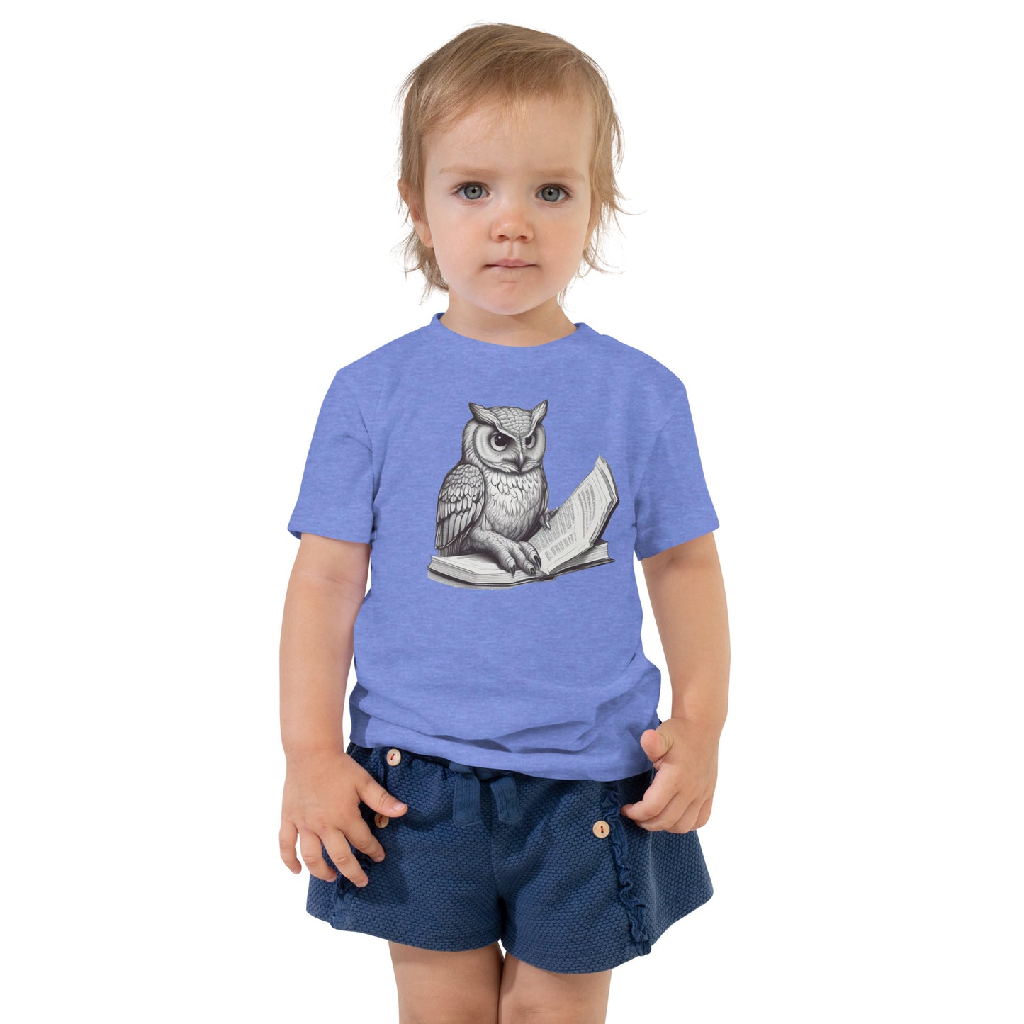 Owl Reading a Book Toddler Short Sleeve Tee