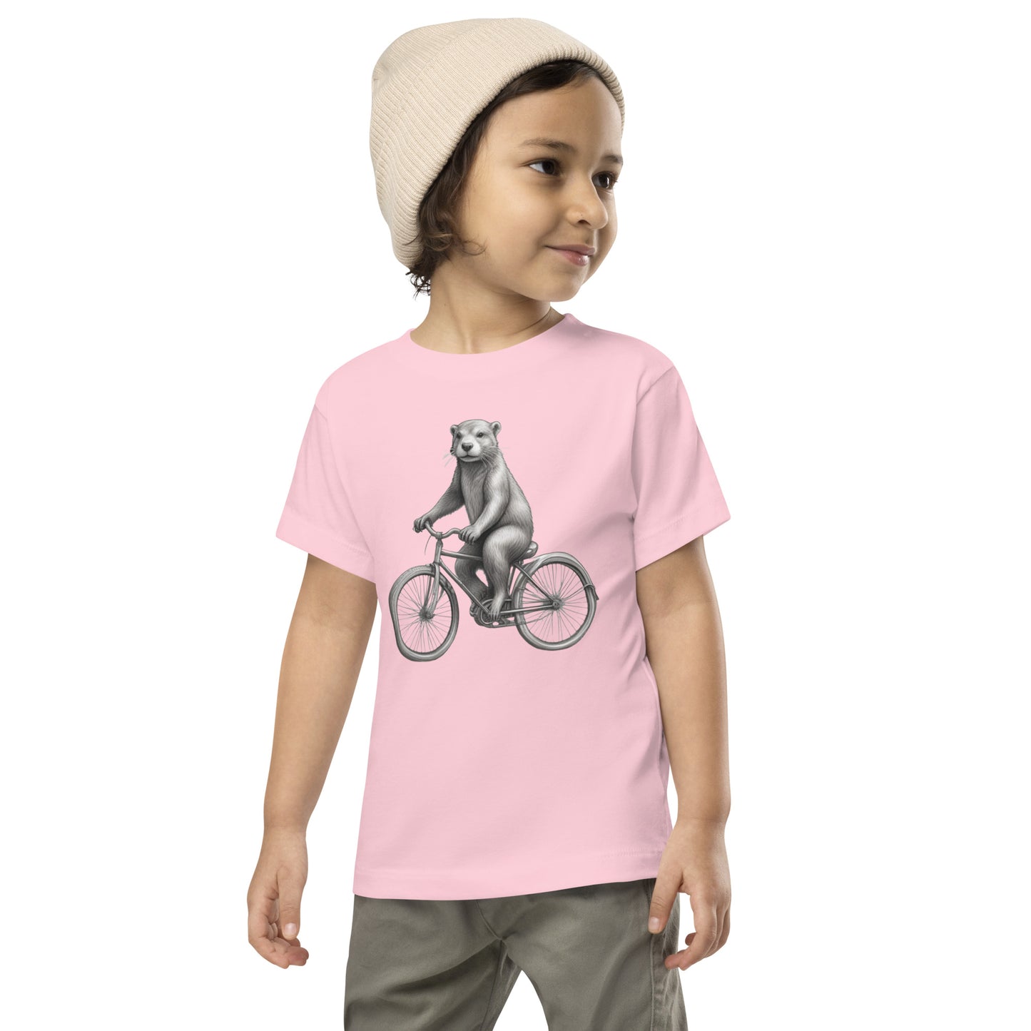 Otter on a Bicycle Toddler Short Sleeve Tee