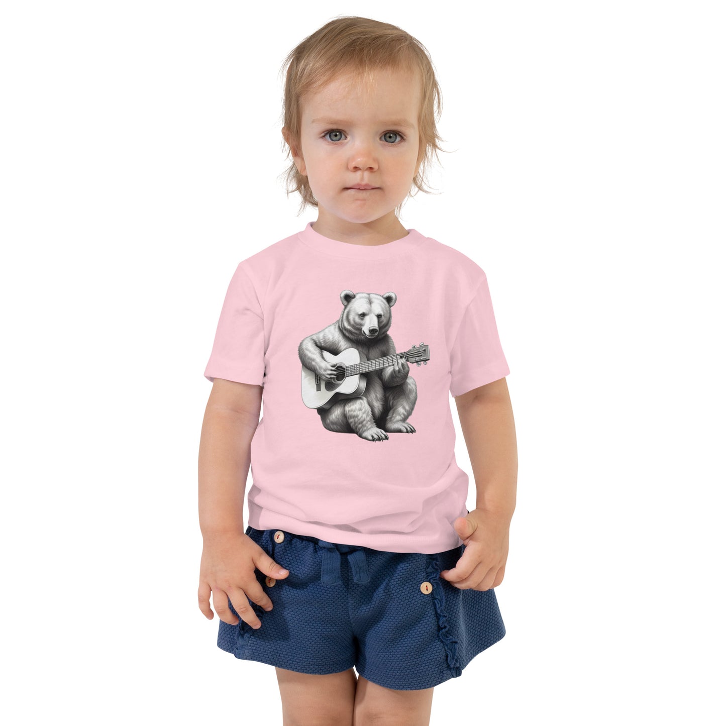 Bear playing the Guitar Toddler Short Sleeve Tee