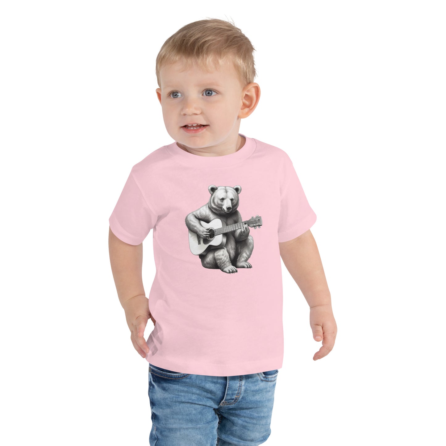 Bear playing the Guitar Toddler Short Sleeve Tee