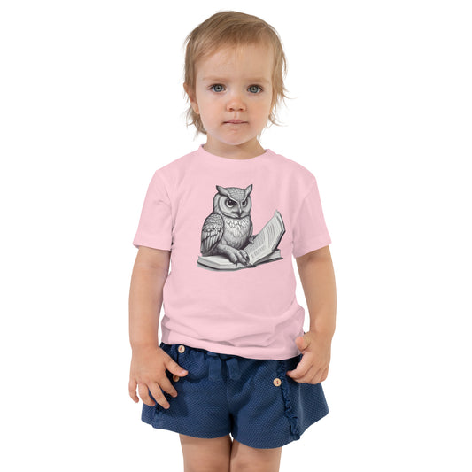 Owl Reading a Book Toddler Short Sleeve Tee