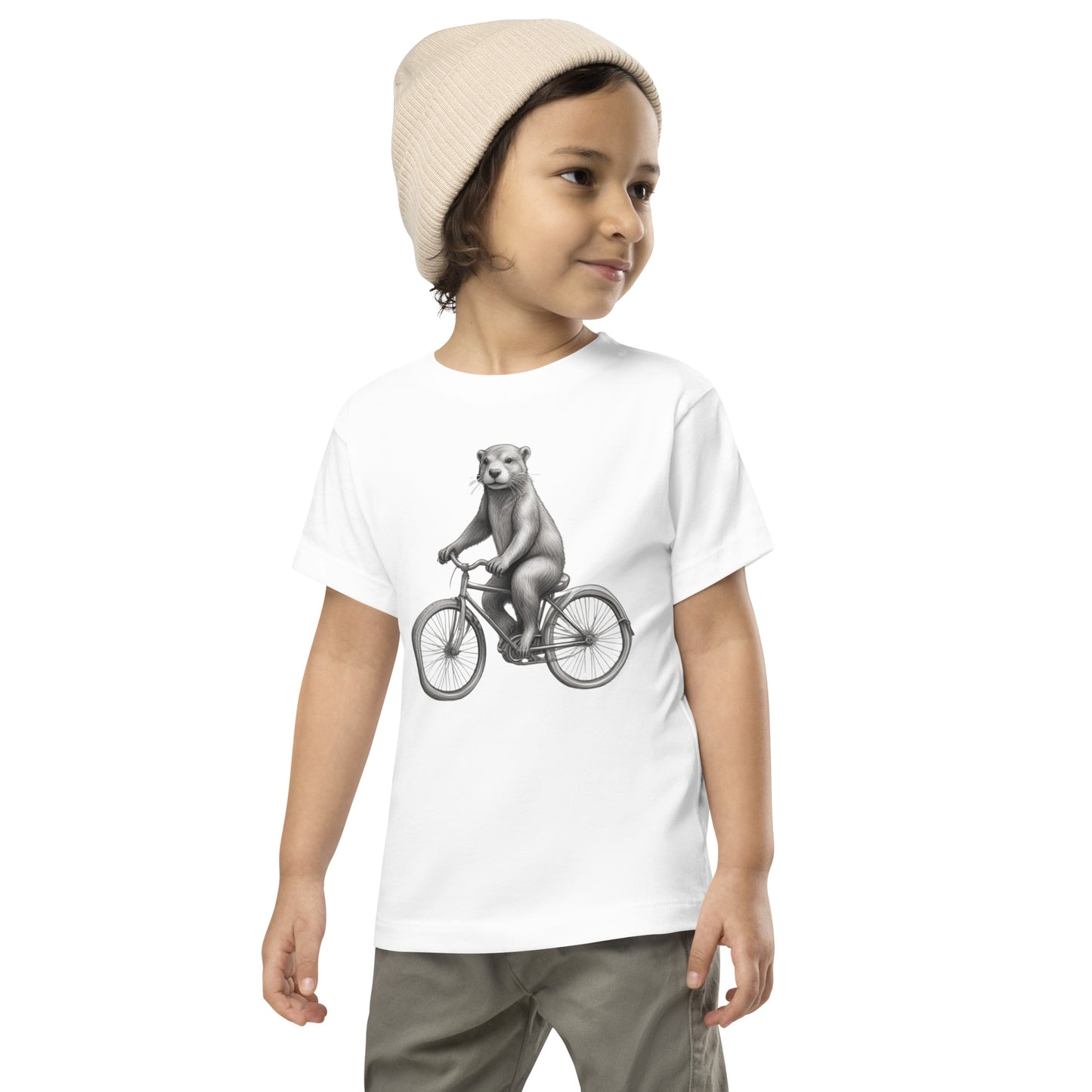 Otter on a Bicycle Toddler Short Sleeve Tee