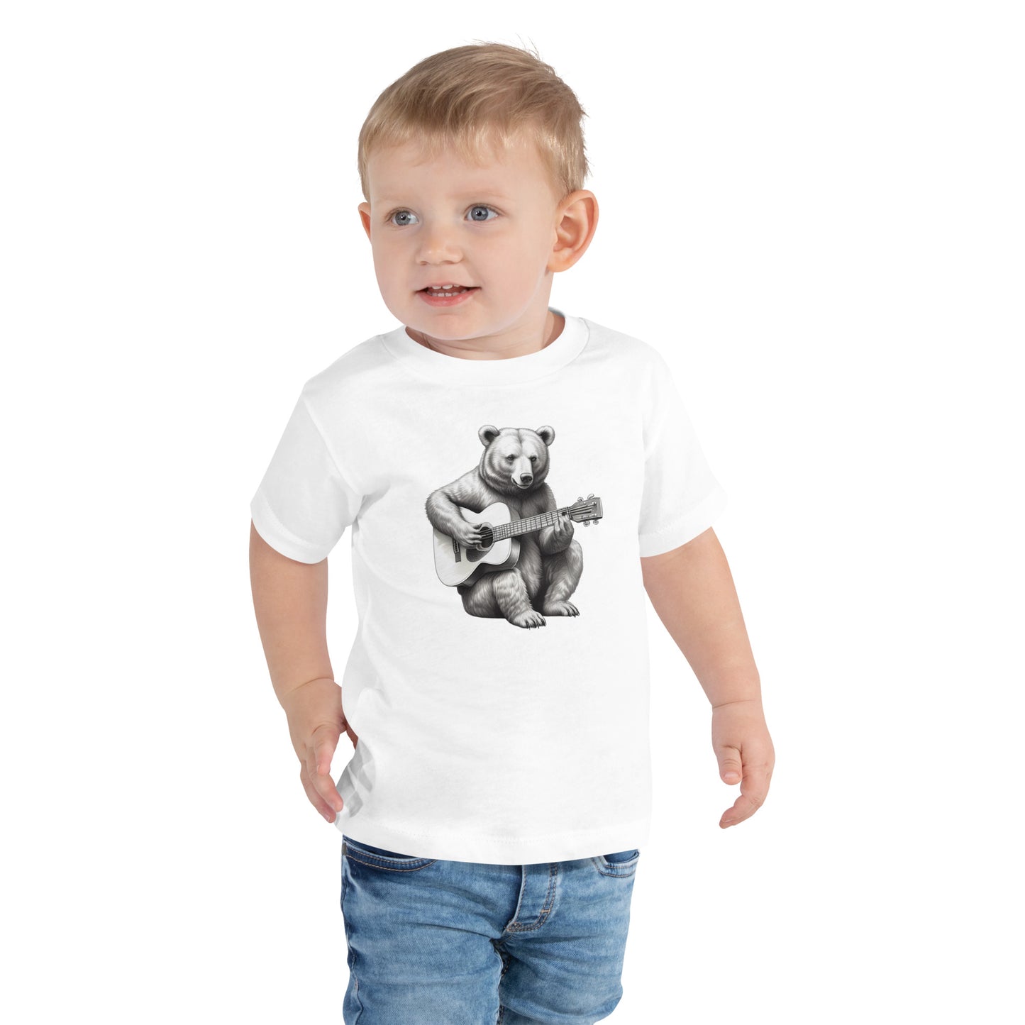 Bear playing the Guitar Toddler Short Sleeve Tee