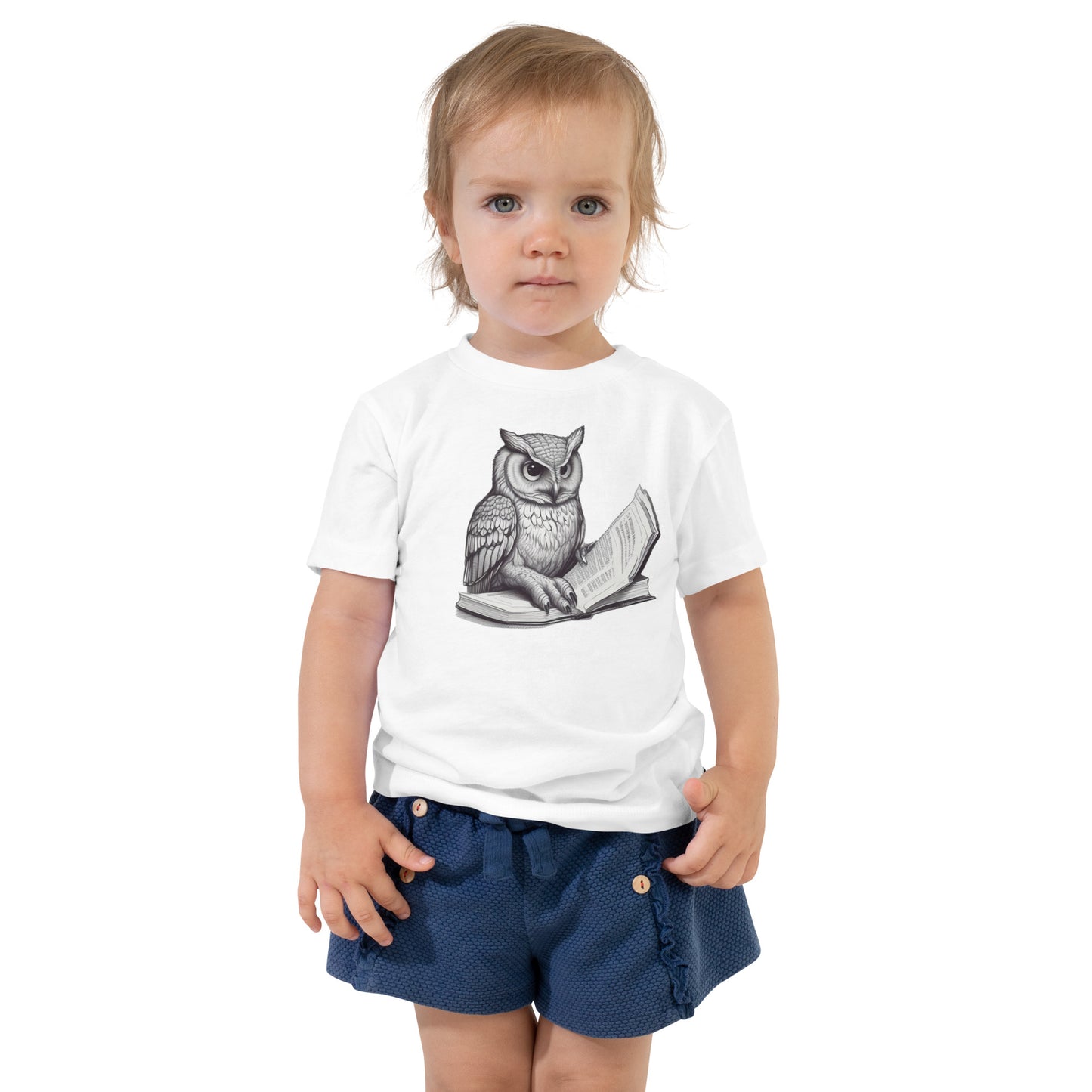 Owl Reading a Book Toddler Short Sleeve Tee